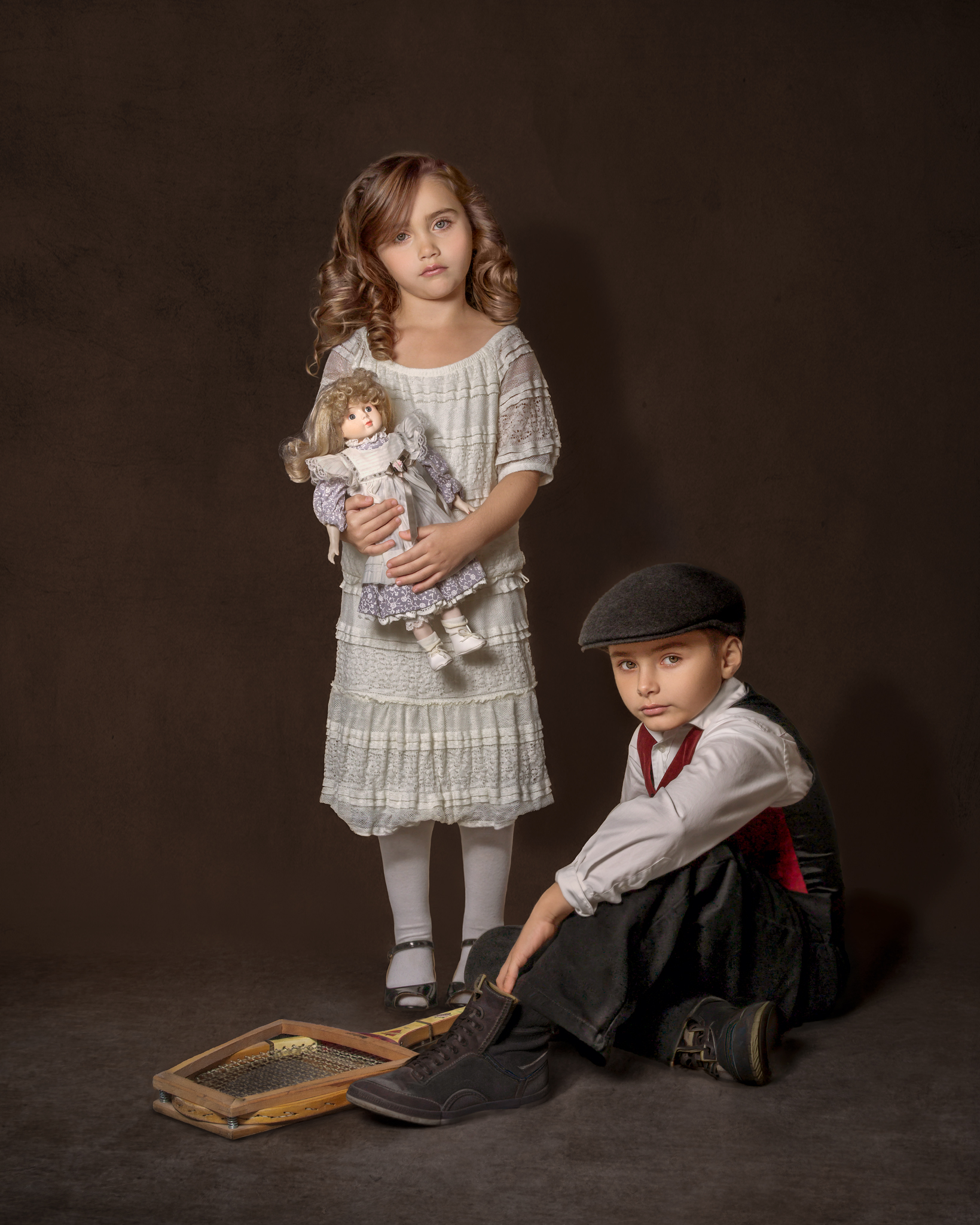 niño y niña estilo vintage